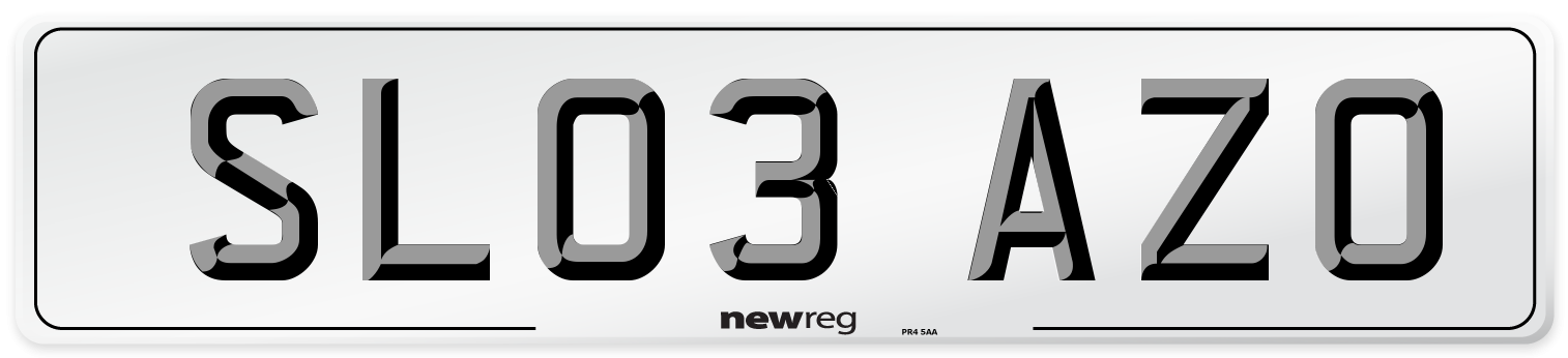 SL03 AZO Number Plate from New Reg